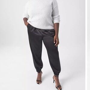 Lane Bryant Black Satin Jogger Pants Size 22